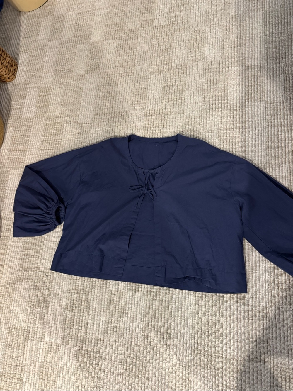 Daily Drills Navy Tie-Front Cropped Blouse
